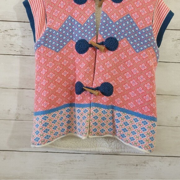 Matilda Jane Geometric Warm Hugs Sherpa Lined Sweater Vest Size 6 - Picture 6 of 16